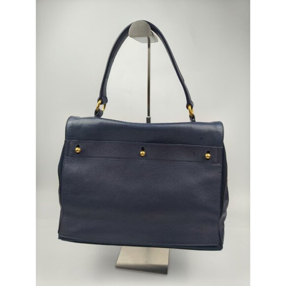 Pre-owned Yves Saint Laurent Calfskin Canvas Medium Muse Two Navy - Picture 3 of 10